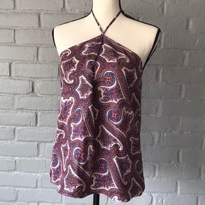 Theory paisley silk halter top